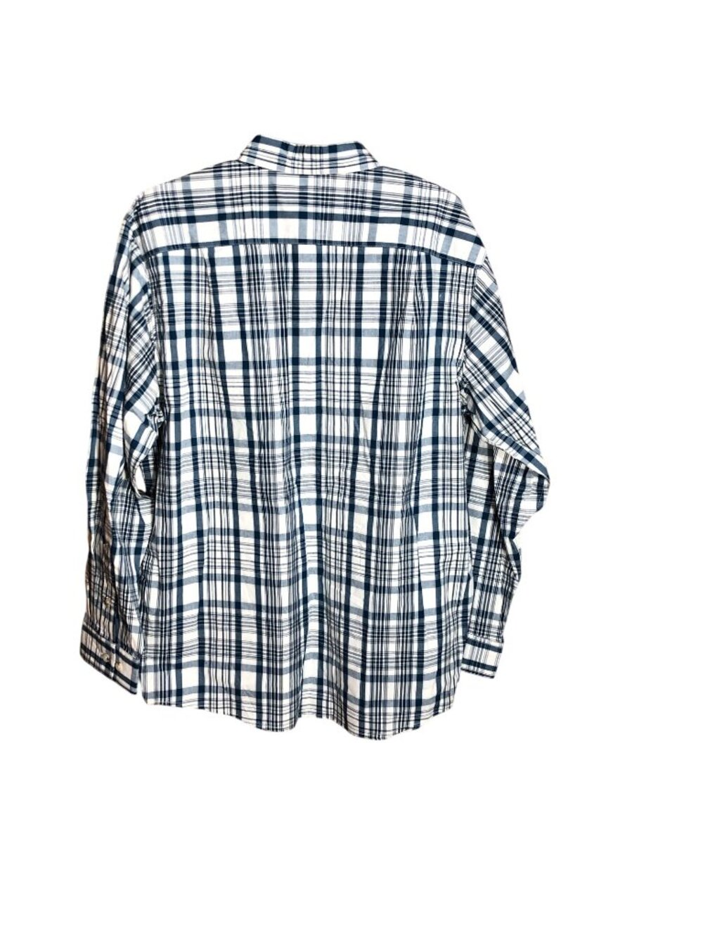 Blue Mountain Button Up Shirt Mens L Long Sleeve Plaid Navy Blue - Picture 7 of 8